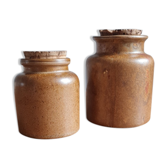 Pair of stoneware spice jars