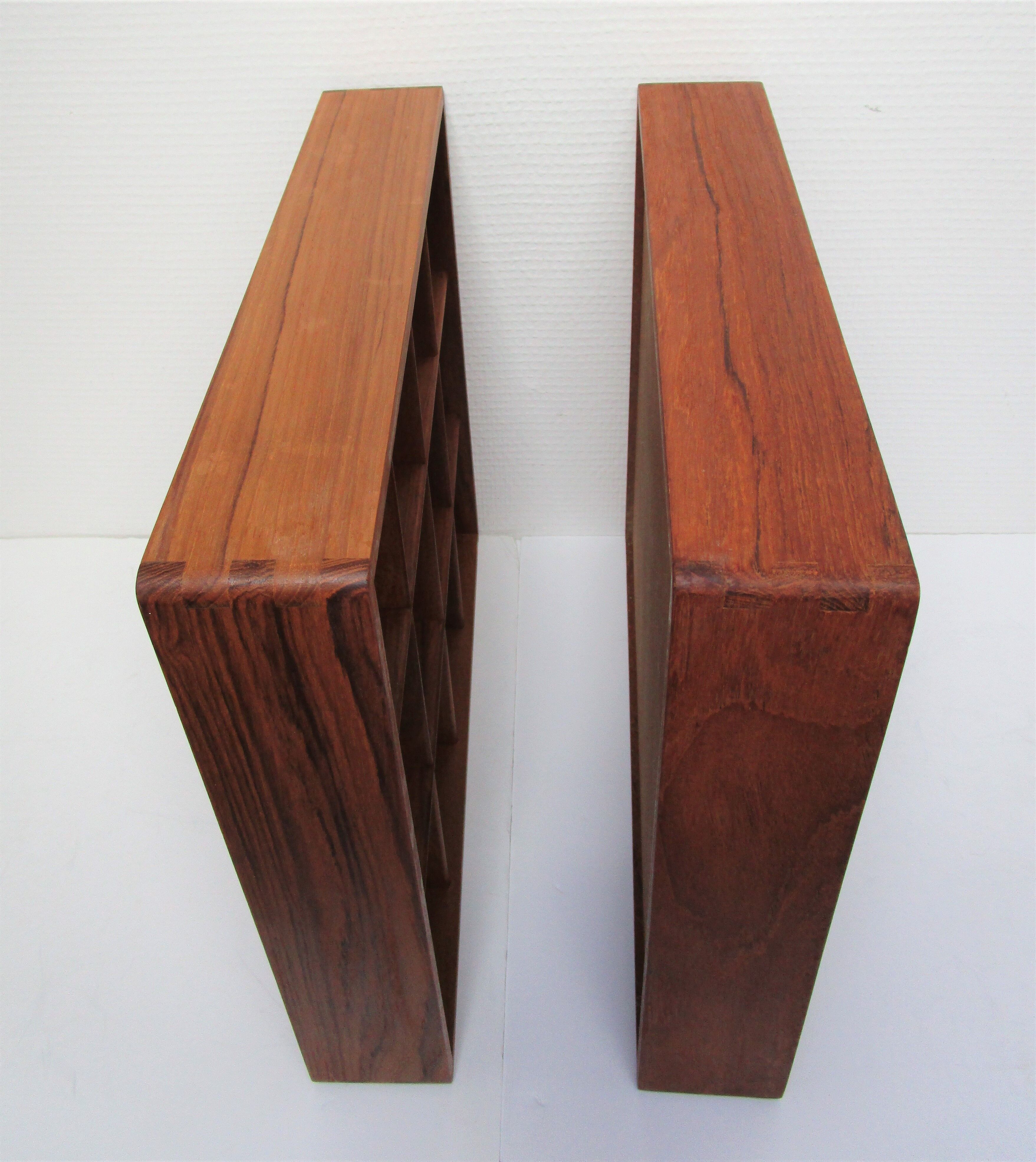 Two wall shelves with vintage solid wood compartments 80s