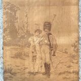 Pair of nineteenth century tapestries featuring a hussar and an elegant