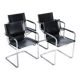 Ensemble de 4 chaises cantilever design noir et chrome fabriquées en Italie
