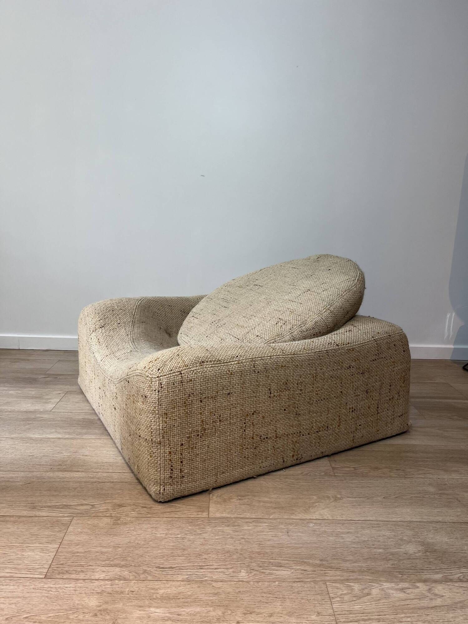 Mid-Century Low Armchair, Original Upholstery,1970s