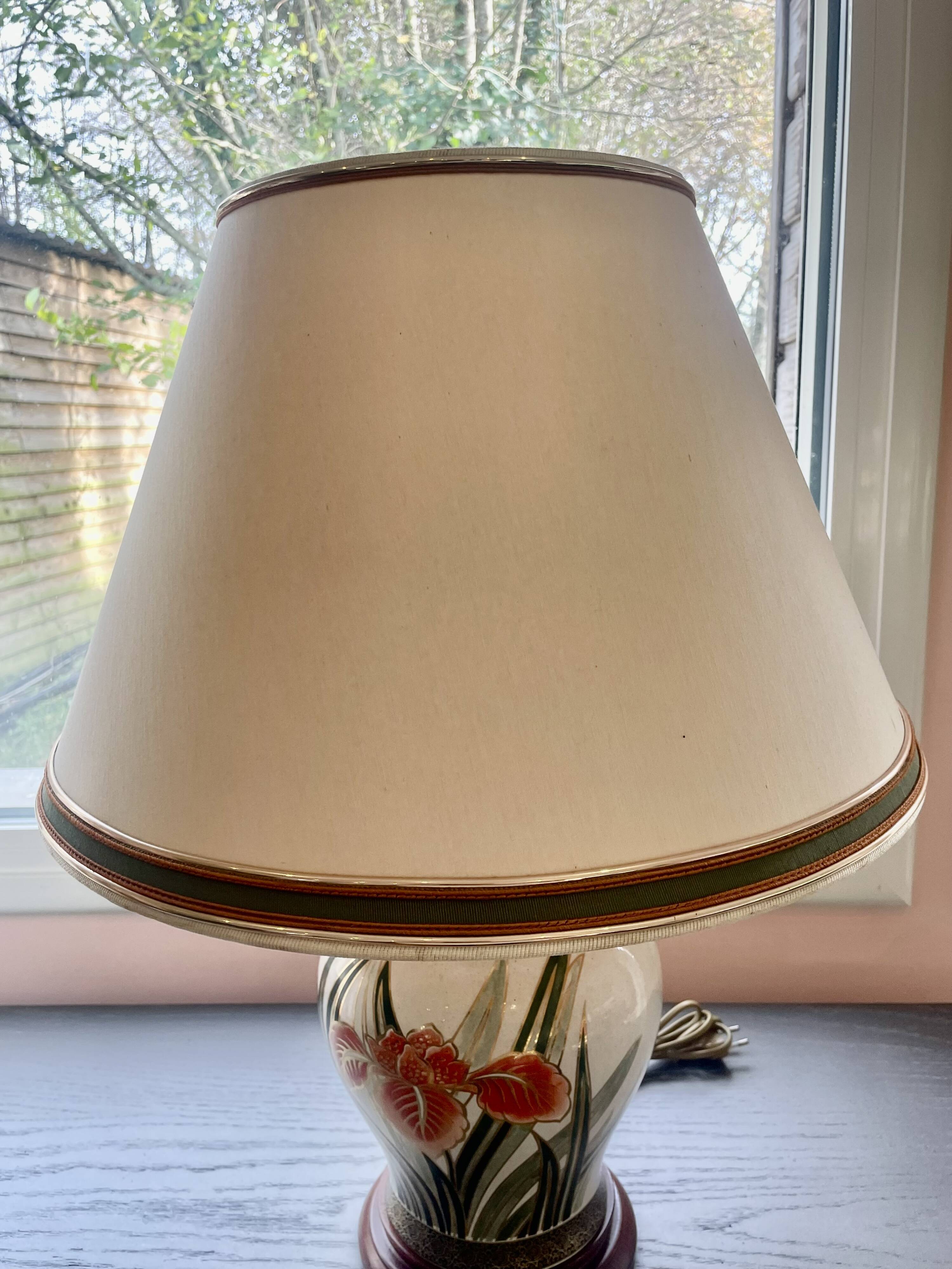 Ceramic base table lamp + lampshade - Height 59 cm