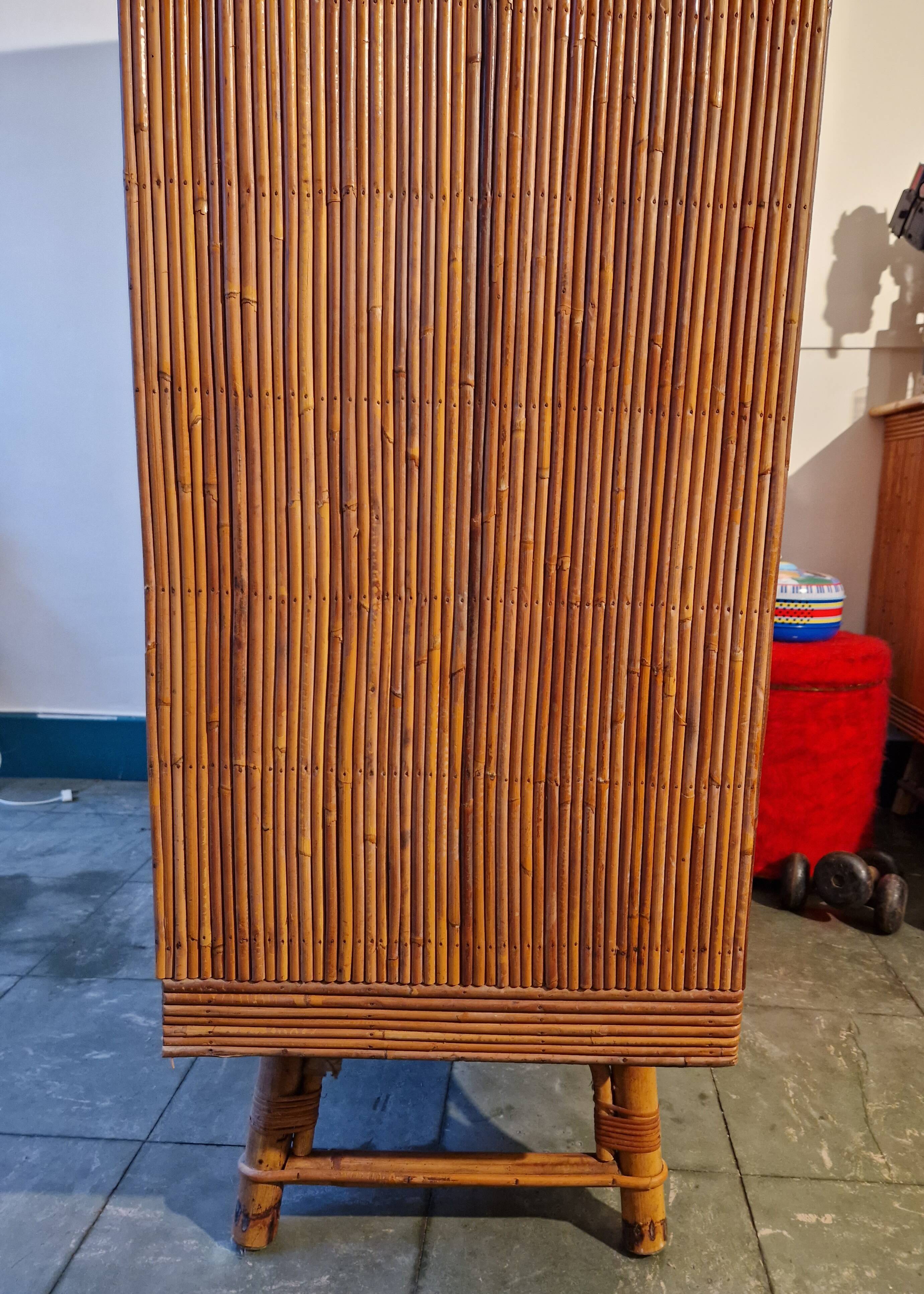 Wicker rattan bamboo wardrobe 1950 1960