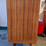 Wicker rattan bamboo wardrobe 1950 1960