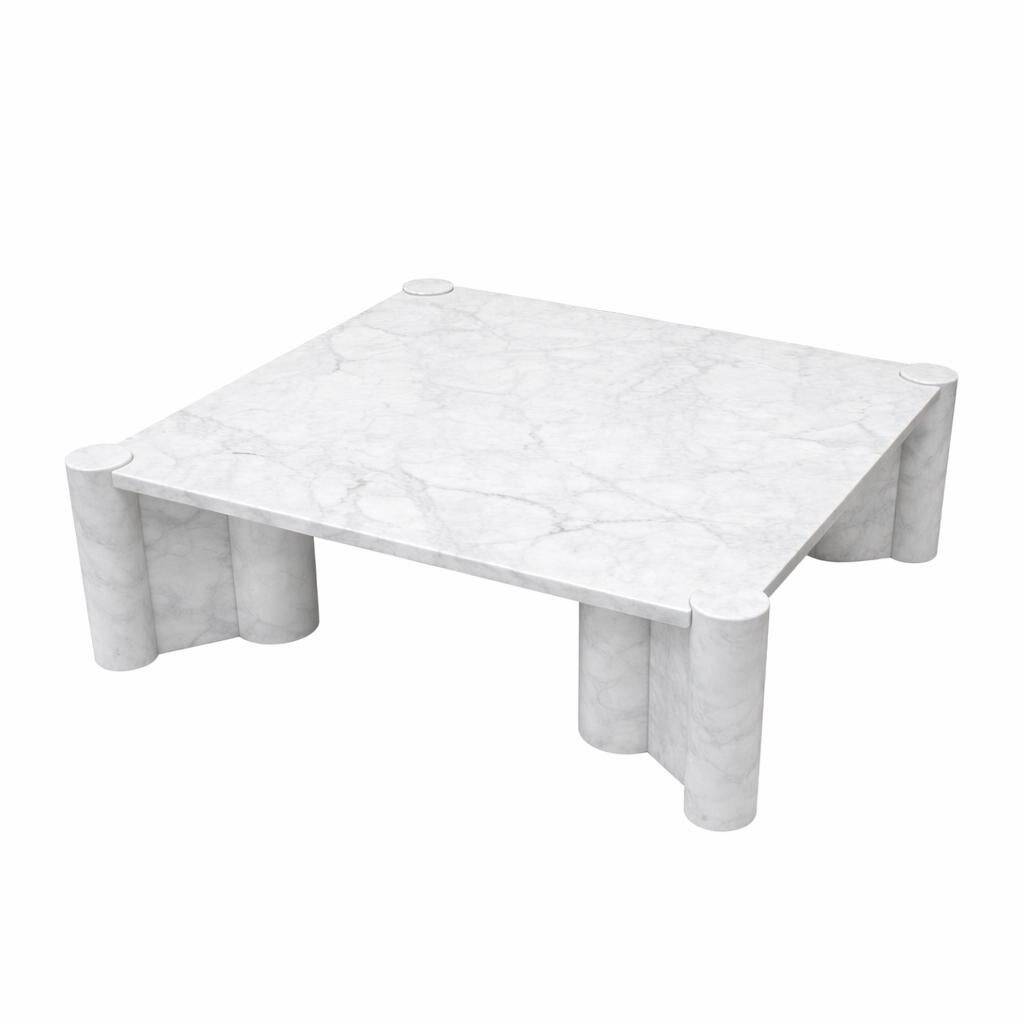 Jumbo Square Coffee Table by Gae Aulenti for Knoll, 1965, White Carrara, Italy