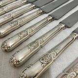 12 couteaux de table - Métal argenté – Style rocaille
