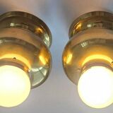 Pair of Brass Flush Mounts, Italy, 1970s