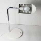 Table lamp in metal and gray porcelain from 1960, original articulated and restored