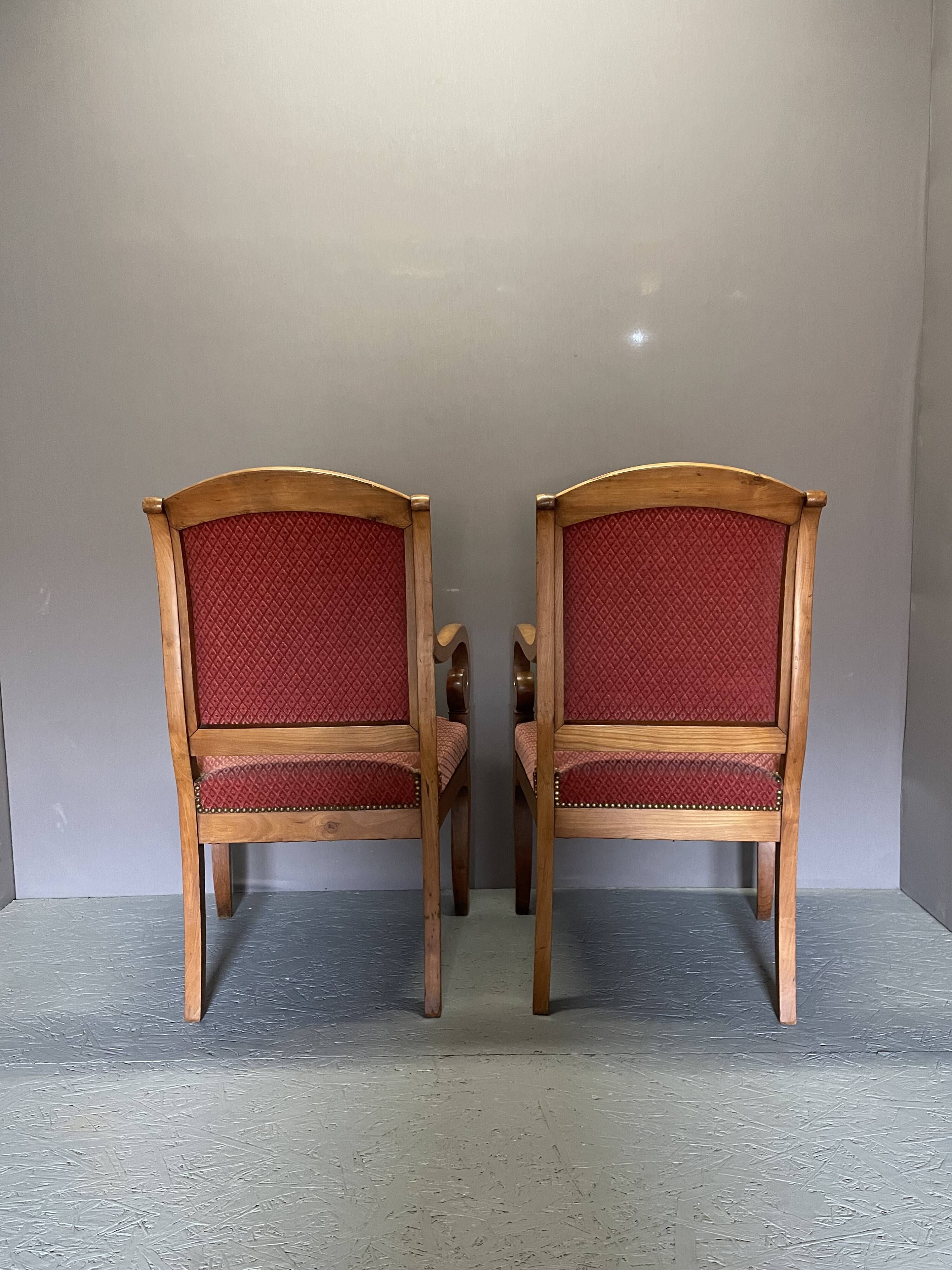 Pair of Louis Philippe cherry armchairs