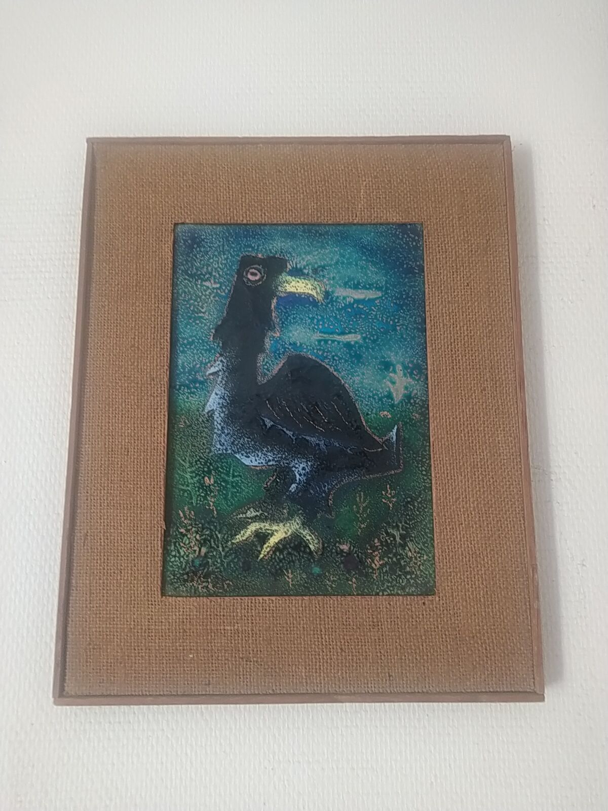 Enamel painting on copper bird 1950s/60s