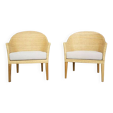 Paire de fauteuils en teck et rotin