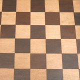 Old wooden checkers set and chessboard