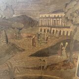 Louis XVI style marquetry pedestal table with removable top, 20th century