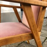 Scandinavian-style retro chair - pink velvet