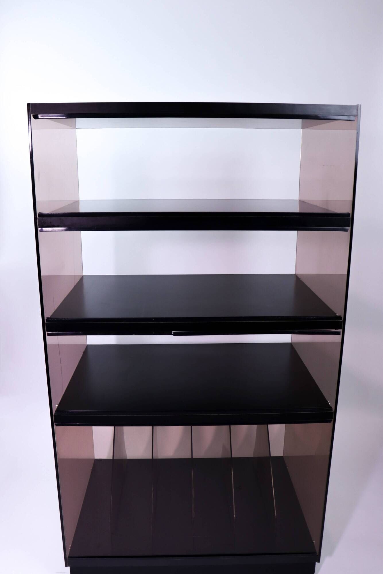 Meuble Hifi, range vinyles en plexiglas fumé par Eric Maville, années 70