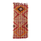 Vintage Handwoven Checkered Kilim Rug with Red and Beige Checkered Design and Colorful Wool Pom Pom