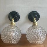 Pair of vintage glass globe wall lights