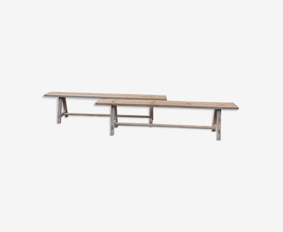Paire de bancs de ferme