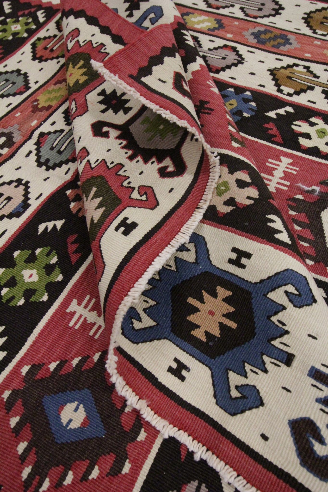 Antique Serbian Pirot Kilim Area Rug Traditional Flat Woven Rug- 200x300cm