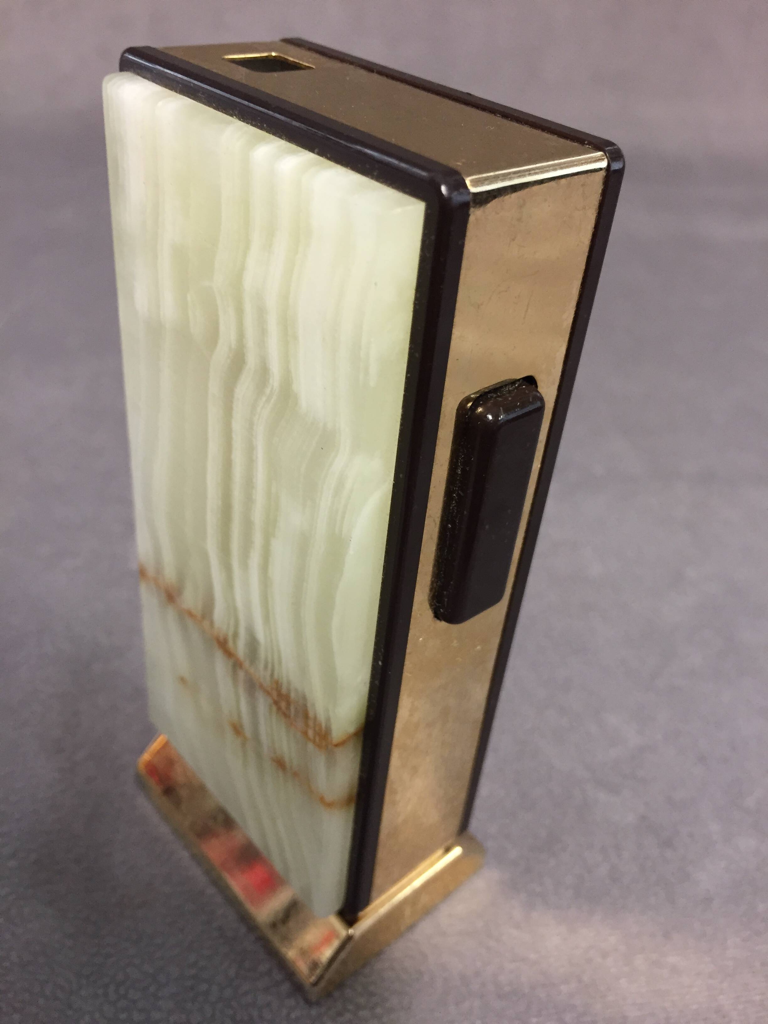 Collector Table Lighter SAROME Vintage Electric Gold Metal & Alabaster Chic