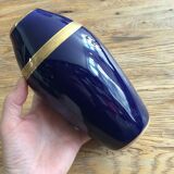 Vase in blue porcelain of four golden frieze, FM Limoges