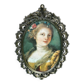 Large medallion frame in brass, 19th century.