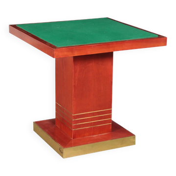 Table vintage des années 1980 en bois teinté et laiton, Italie
