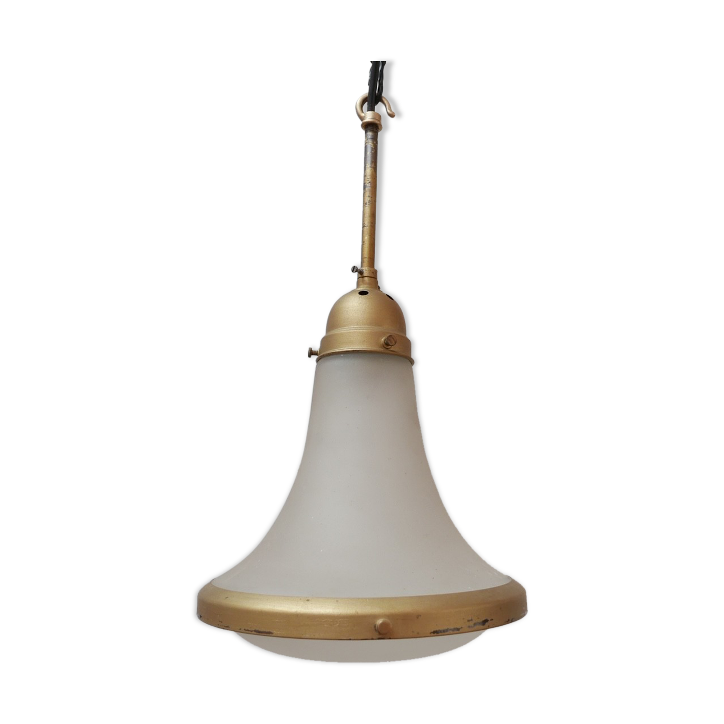 Antique etched glass German pendant light by A.E.G.