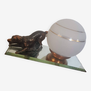 Lamp on Globe mirror base and bronze character, Art Deco