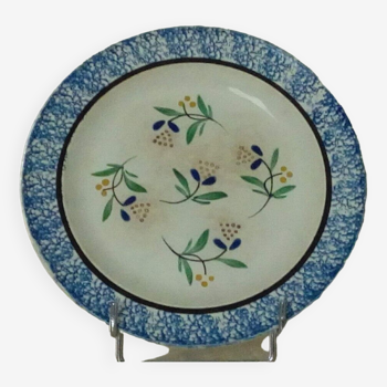 Assiette en faience fine de forges les eaux decor a l'eponge fin 19 eme