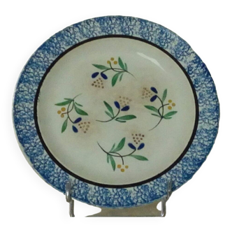Fine earthenware plate of forges les eaux decorated with sponge end 19 th