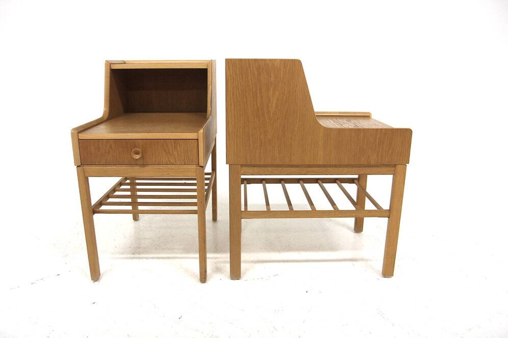 Set of 2 Scandinavian oak bedside tables, Sweden, 1960