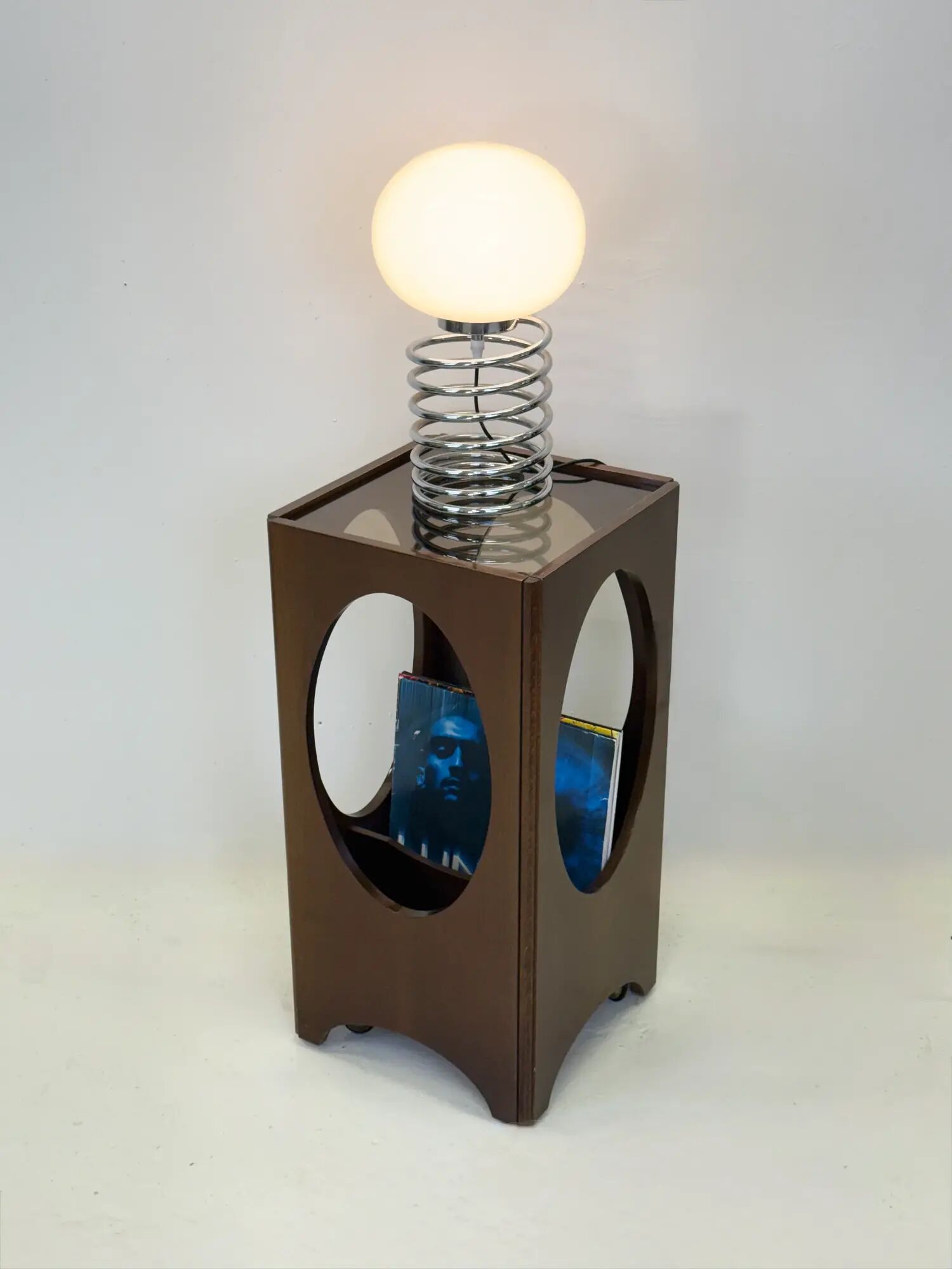 Vinyl storage side table — Italy, 1960s