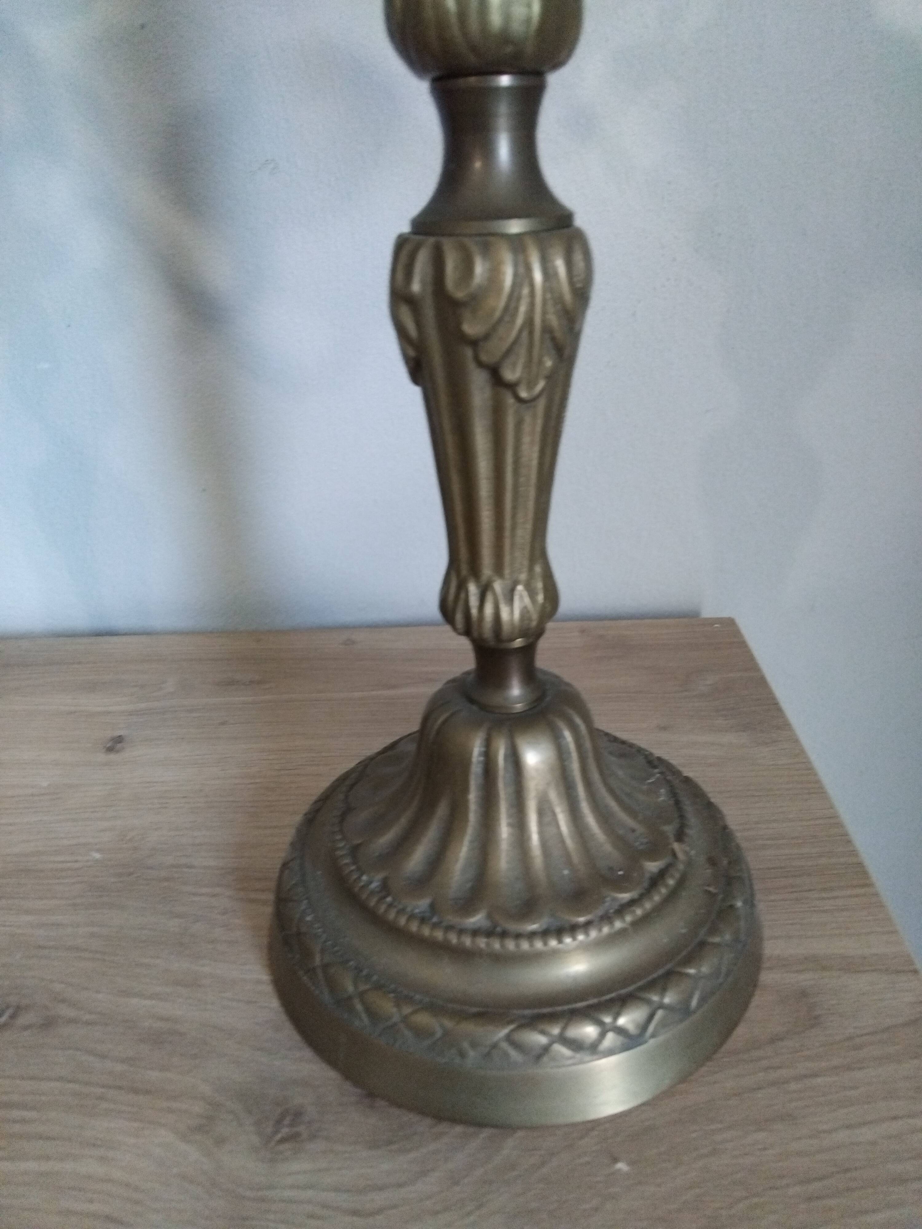 Pair of candelabra candle holders in bronze and glass louis xvi