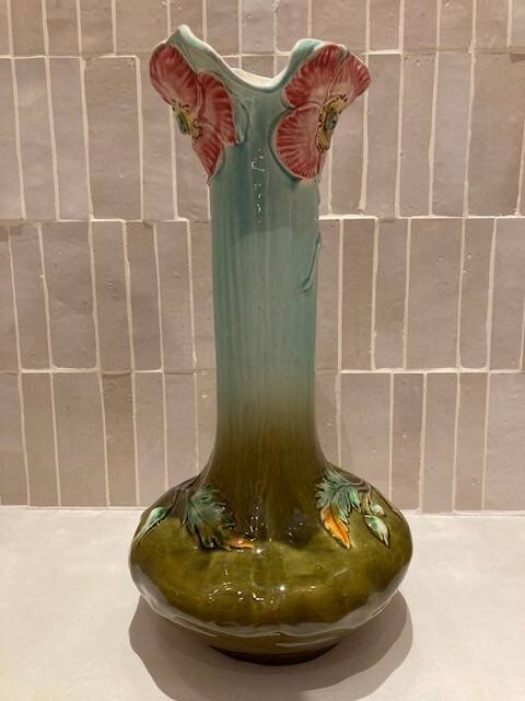 Large Art Nouveau barbotine vase