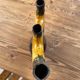 Vallauris black yellow ceramic candlestick
