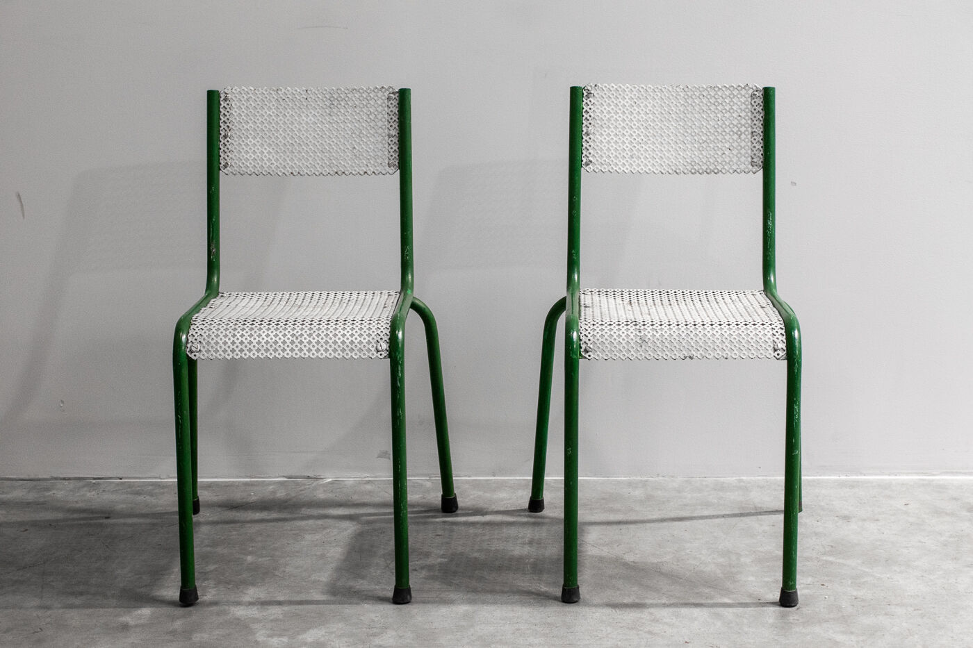 Paire de deux chaises jardin métal 1960