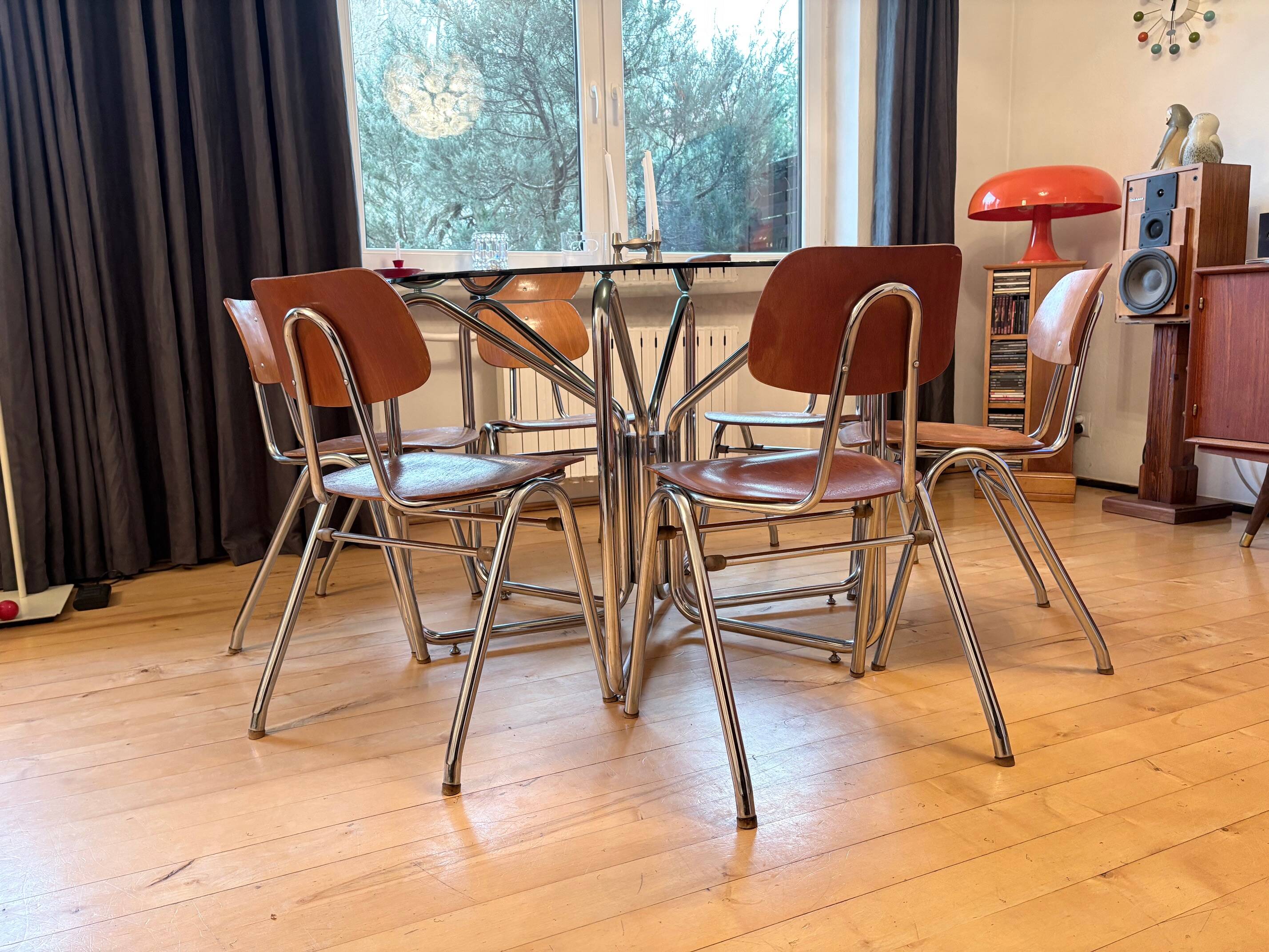 Set of six KN-38 chairs designed by Karl Nothhelfer for VS Möbel, Germany,