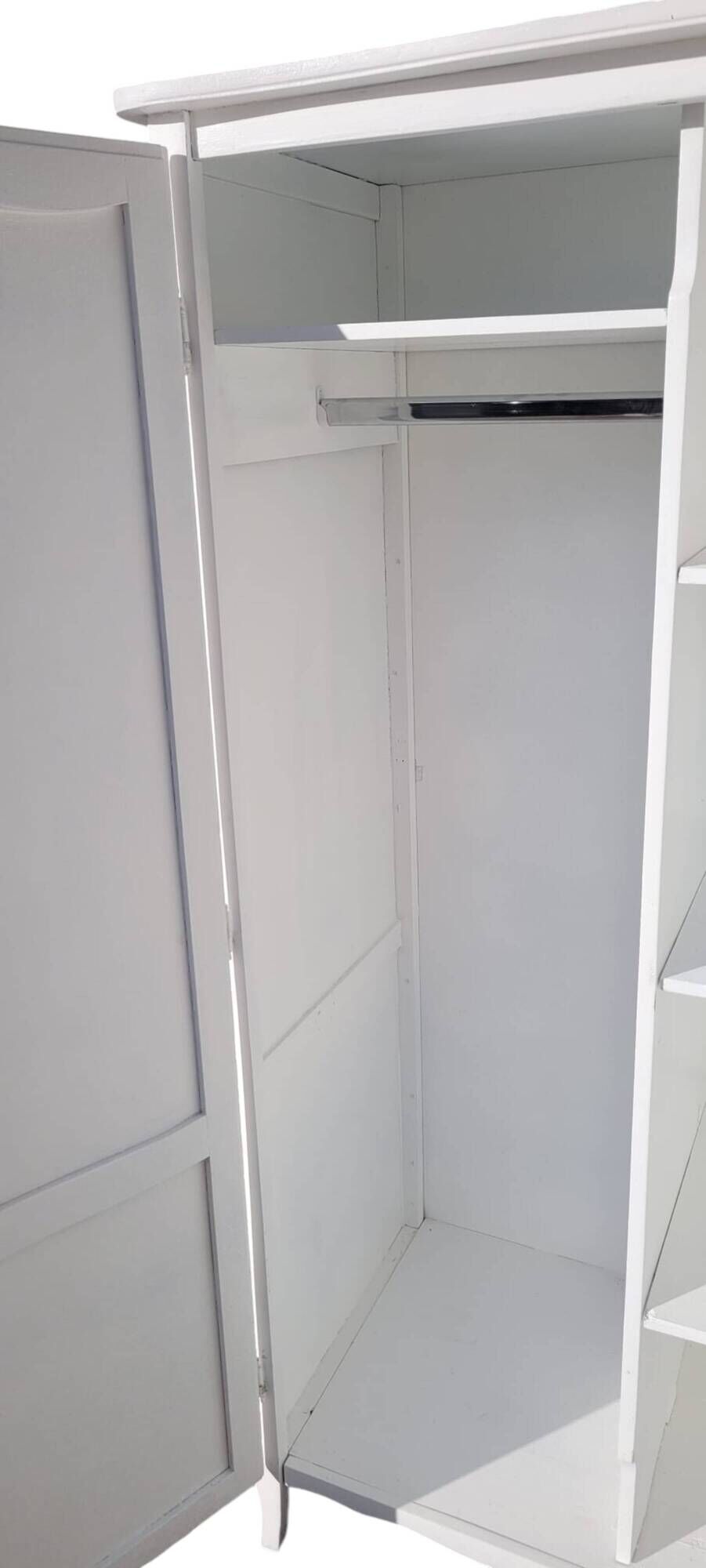 White Parisian wardrobe with hanging rail and shelves – France, 1930s