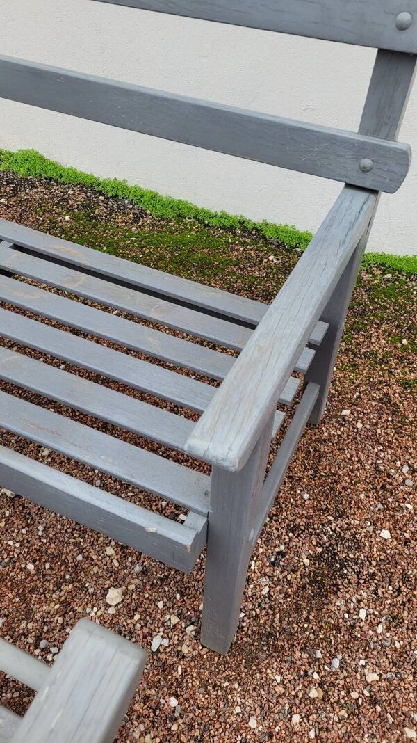 Paire de bancs de jardin parc en bois fabrication ancienne