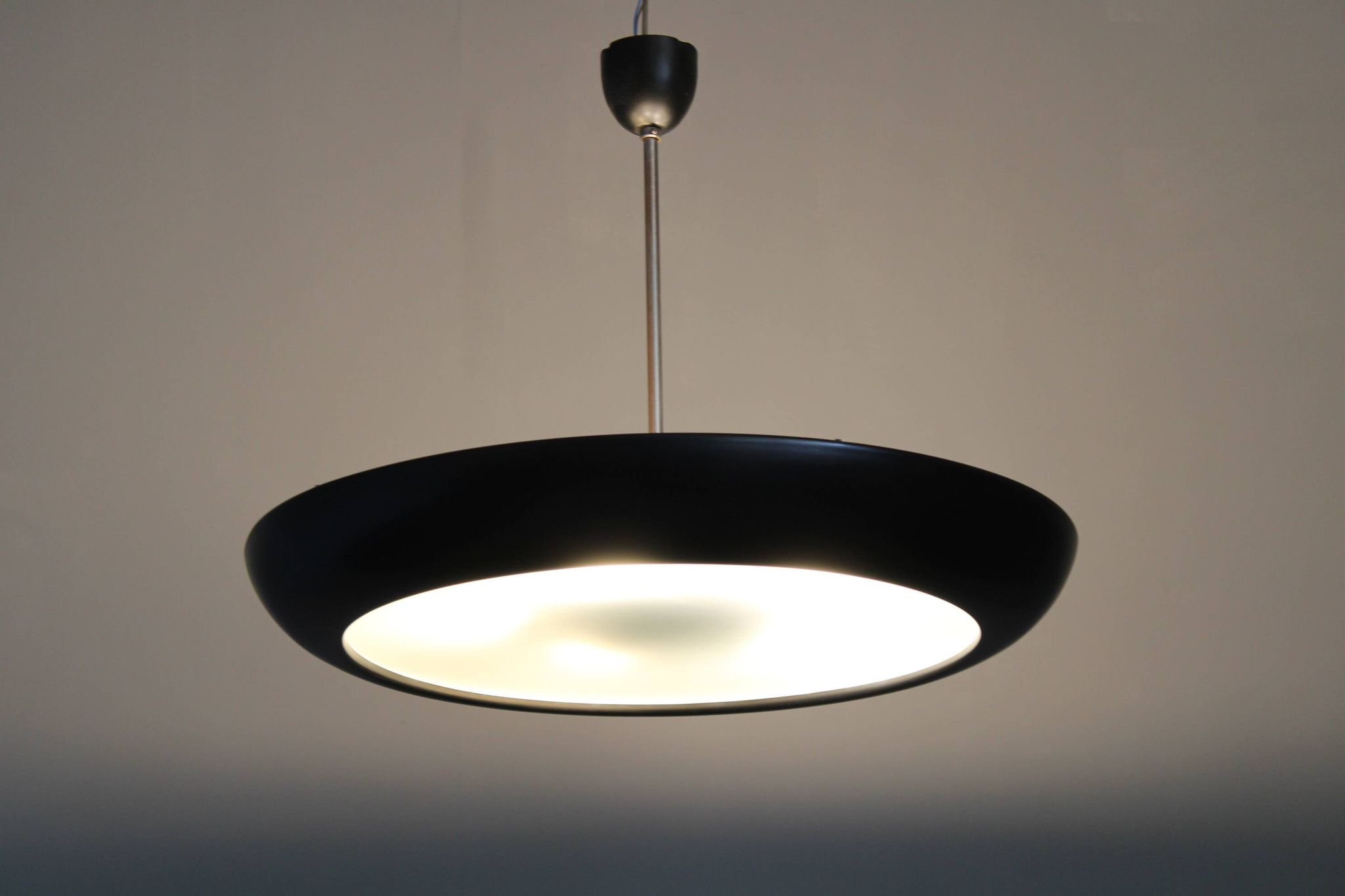Bauhaus "UFO" pendant light by Josef Hurka for Napako, Czechoslovakia, 1940s
