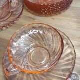 Set of 6 Rosaline Coffee Cups with Saucers in Translucent Glass