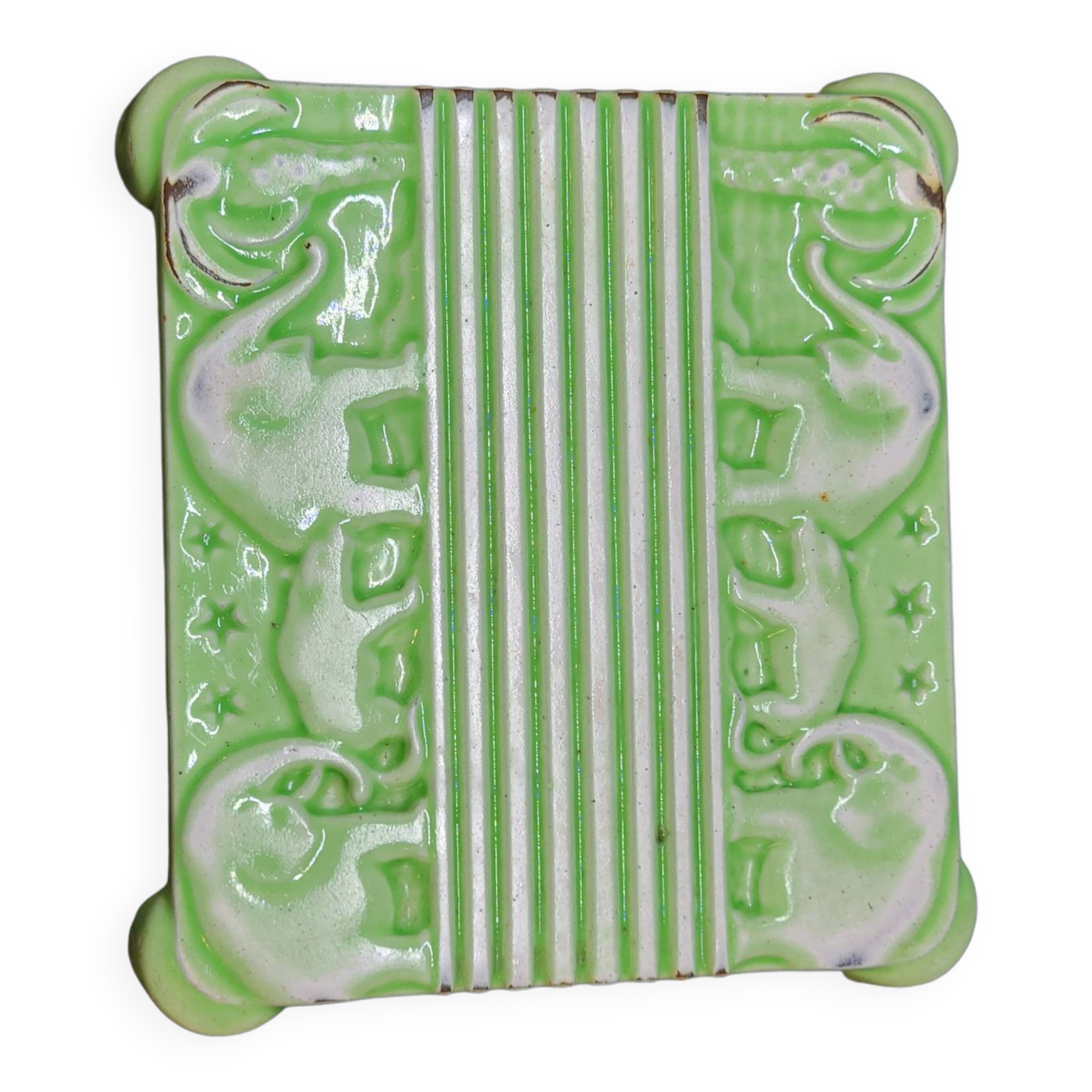 Art Nouveau trivet foundry Deville in enamelled cast iron Elephants model