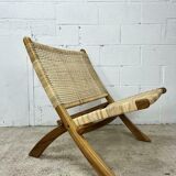 Wicker folding armchair