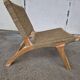 Pair of armchairs low solid wood and braided rope
