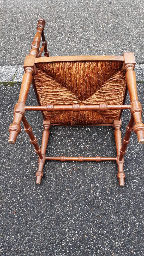 Chaise d'angle bois tourné assise paille
