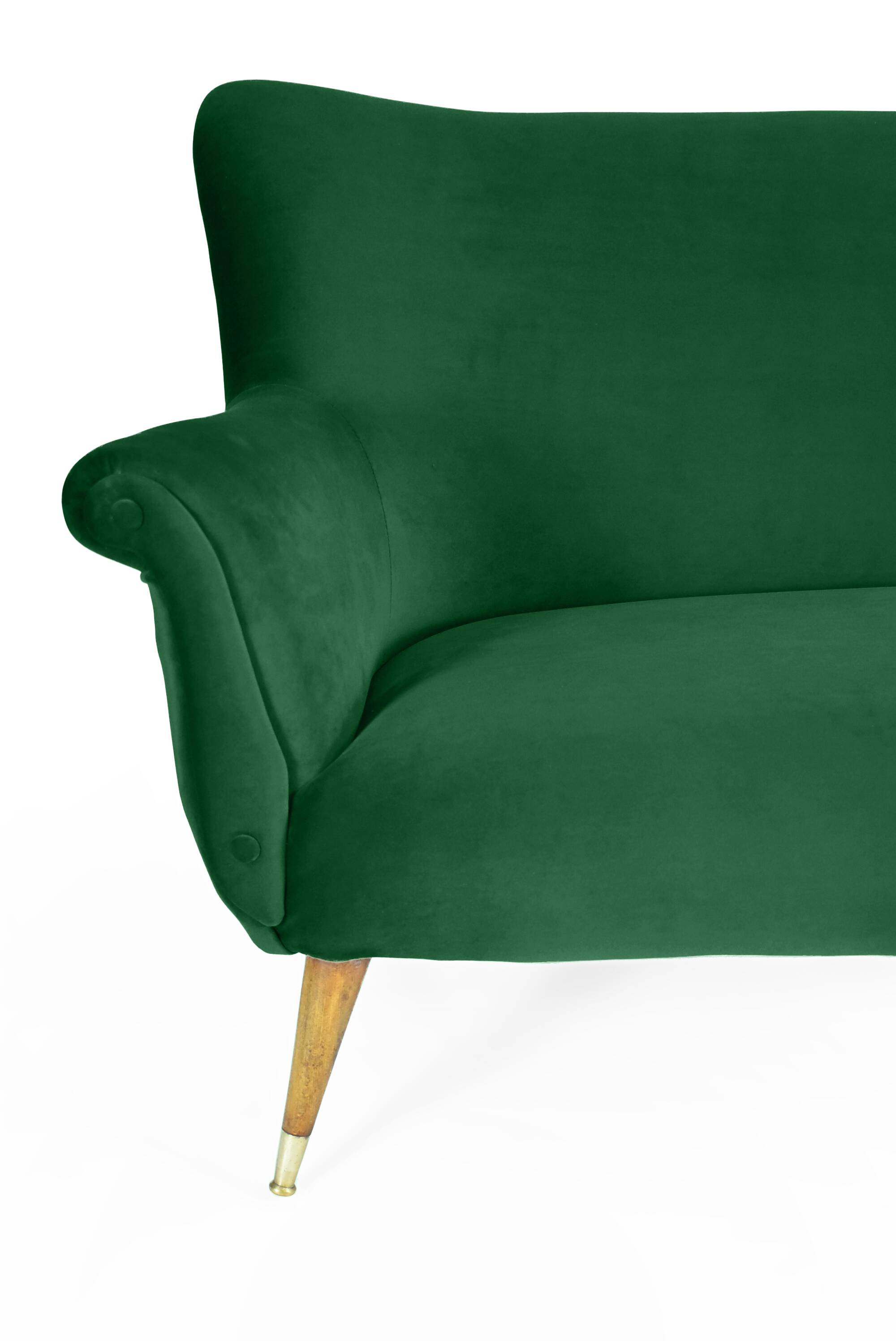 Canapé après rénovation, années 60, vert bouteille