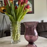 Pink glass photophore by Biot