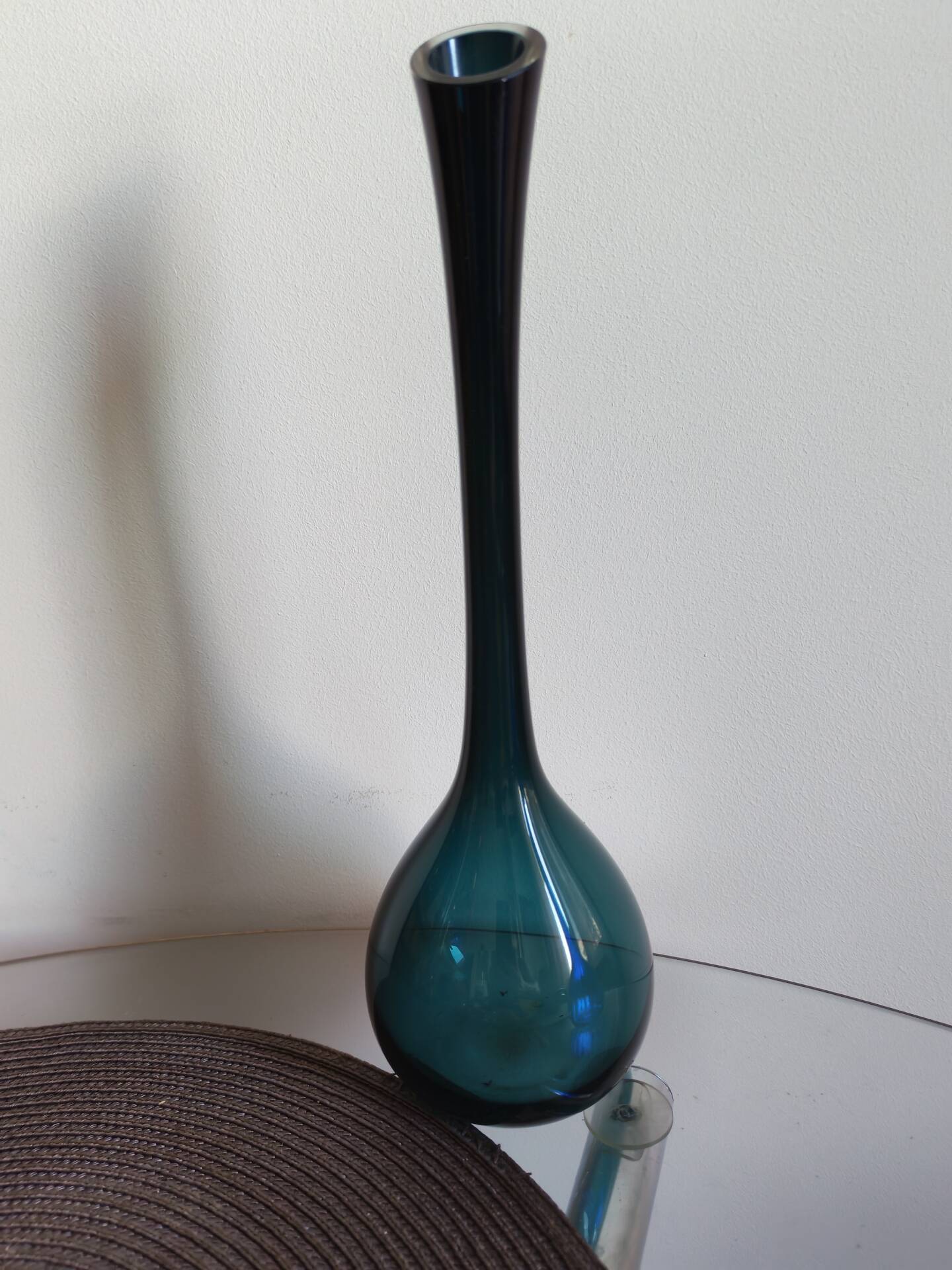 Set of 3 Scandinavian and Polish glass bottle vases from the 1970s.