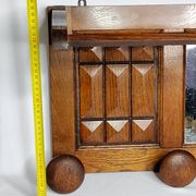 Wooden wall coat rack, 5 hooks, Art Deco style, 82 cm